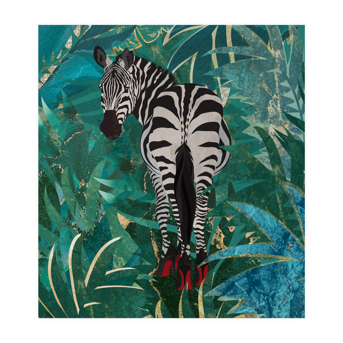 Zebra in the Jungle Heels  (Print Only)