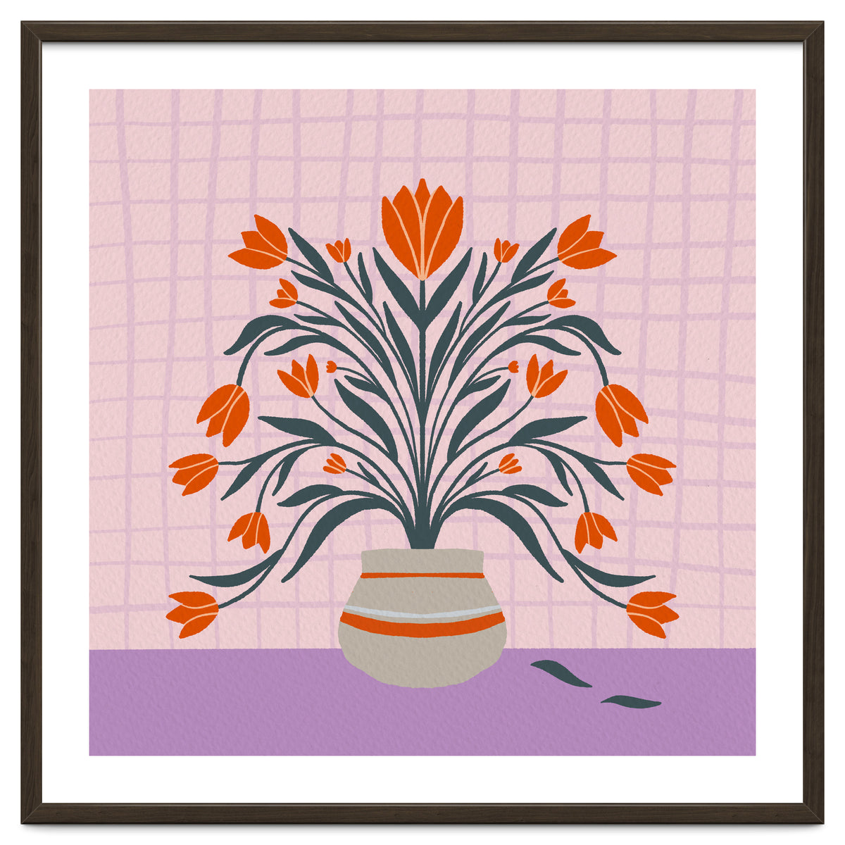 Tulips in a vase - orange and violet