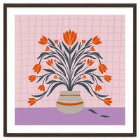 Tulips in a vase - orange and violet