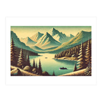 Vintage Alpine Lake Poster (Print Only)