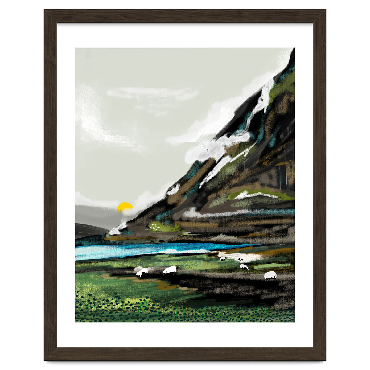 Graze, Cattle Nature Landscape Painting, Mountains Wild Adventure Cows, Animals Grassland Bohemian