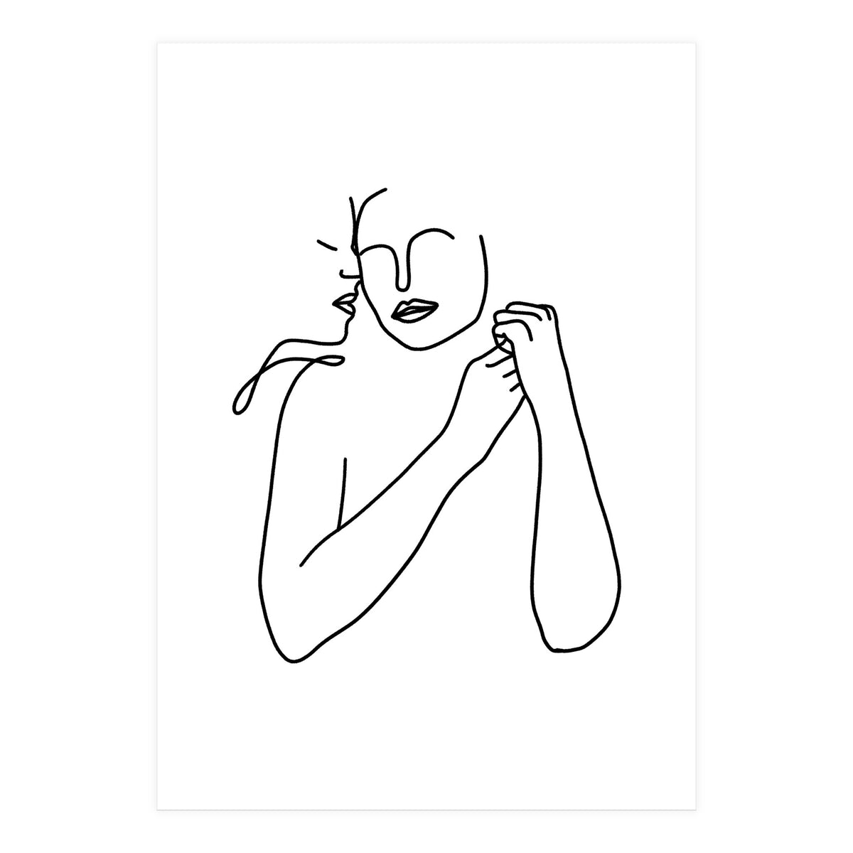 Eternally Connected, Abstract Line Art Love, Sketch Drawing Minimal, Eclectic Human Couple Connection Minimalism Concept (Print Only)