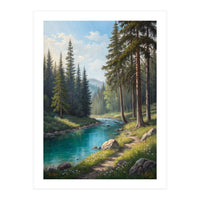 Serene Alpine Forest River Landscape (Print Only)