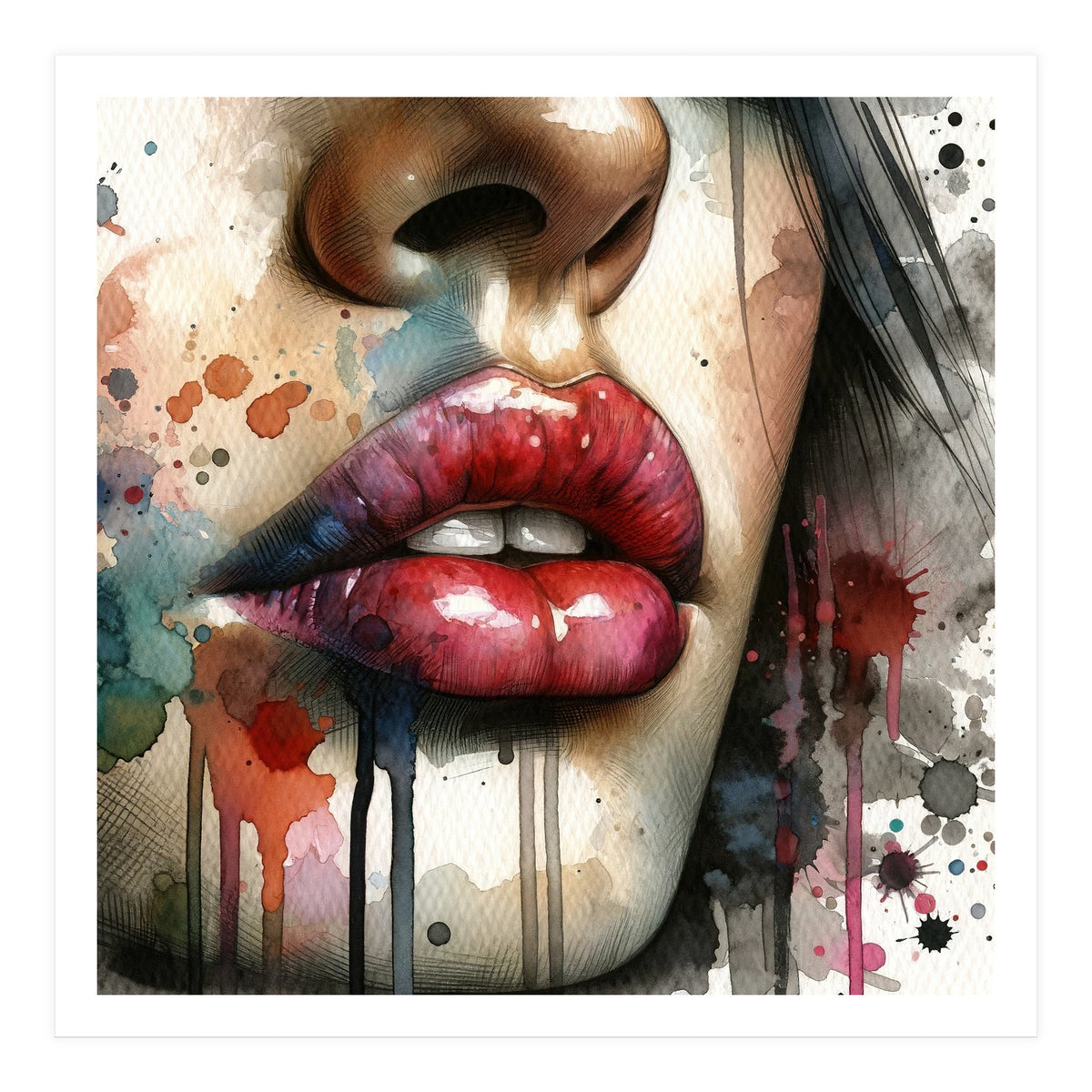 Watercolor Women Lips #1 (Print Only)