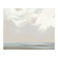 Abstract muted sea and clouds oil painting  (Print Only)