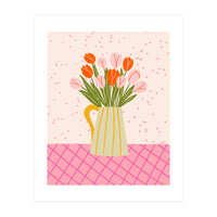 Tulips in a vase - pink and orange (Print Only)