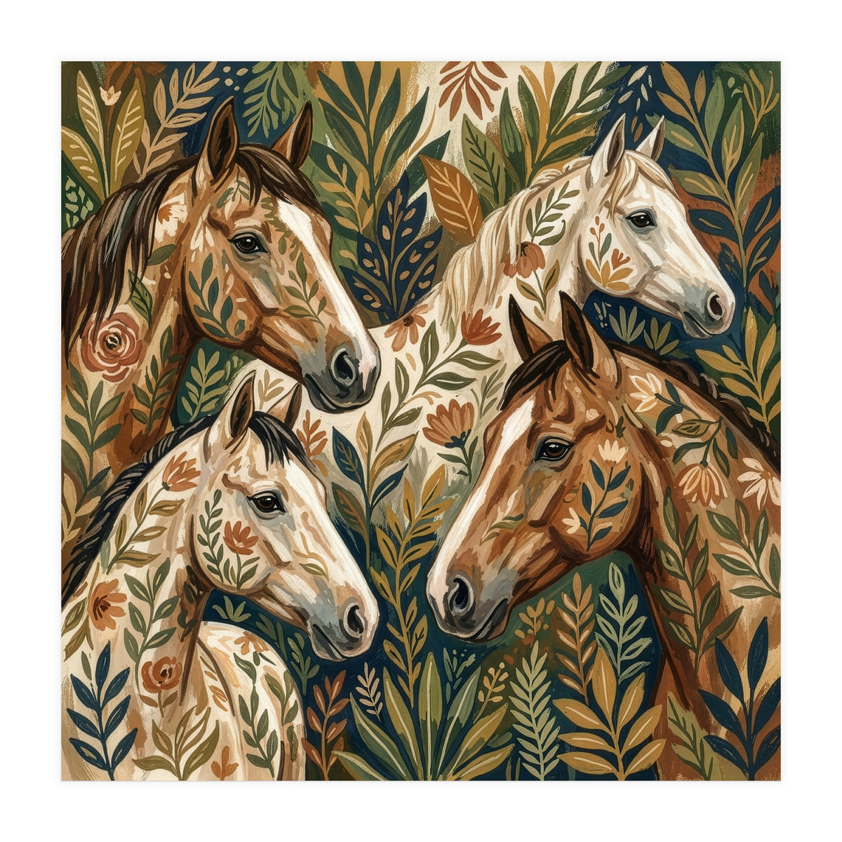Equestrian Floral Harmony (Print Only)
