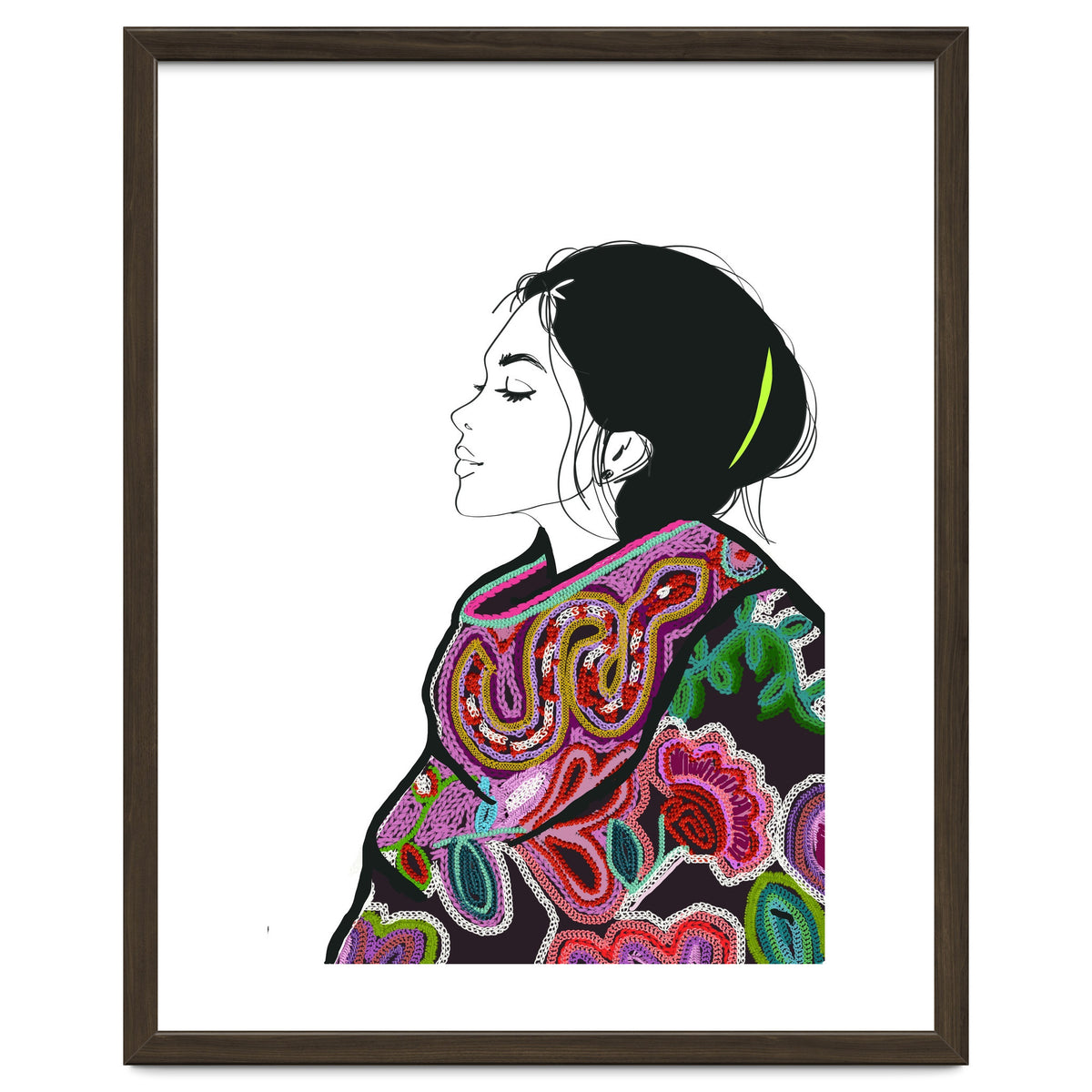 Embroidery Realistic Digital Embroidery Fashion Illustration Art Print Viddy Pop Studio Mood Room