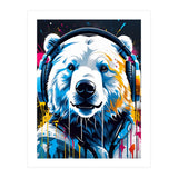 Polar Bear In Headphones, Graffiti (Print Only) thumbnail
