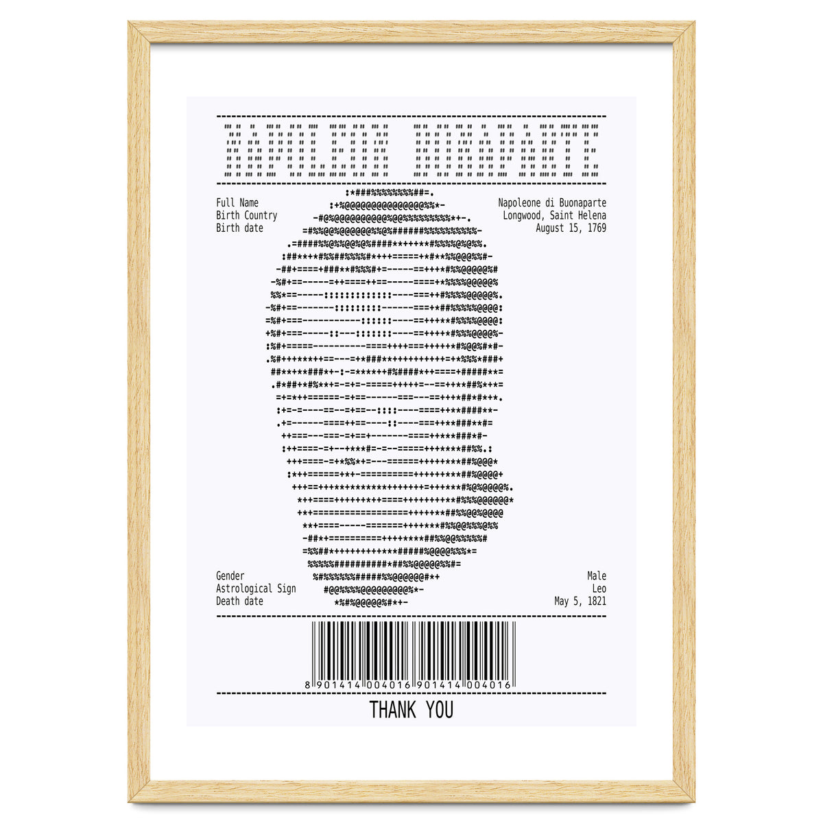 Receipt Art Napoleone Buonaparte