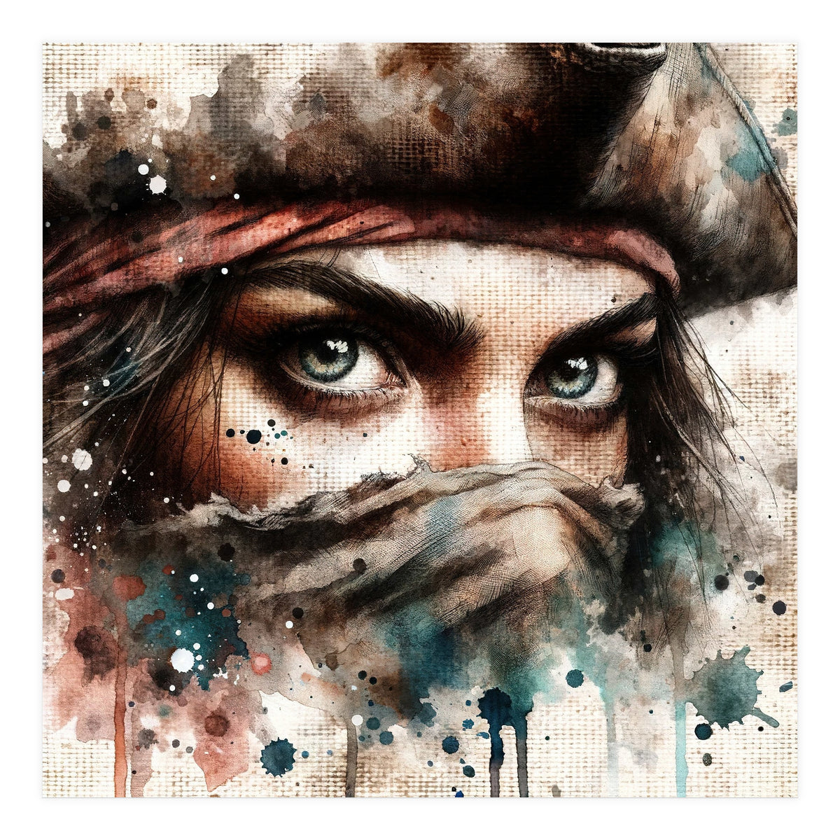 Watercolor Pirate Woman #1 (Print Only)