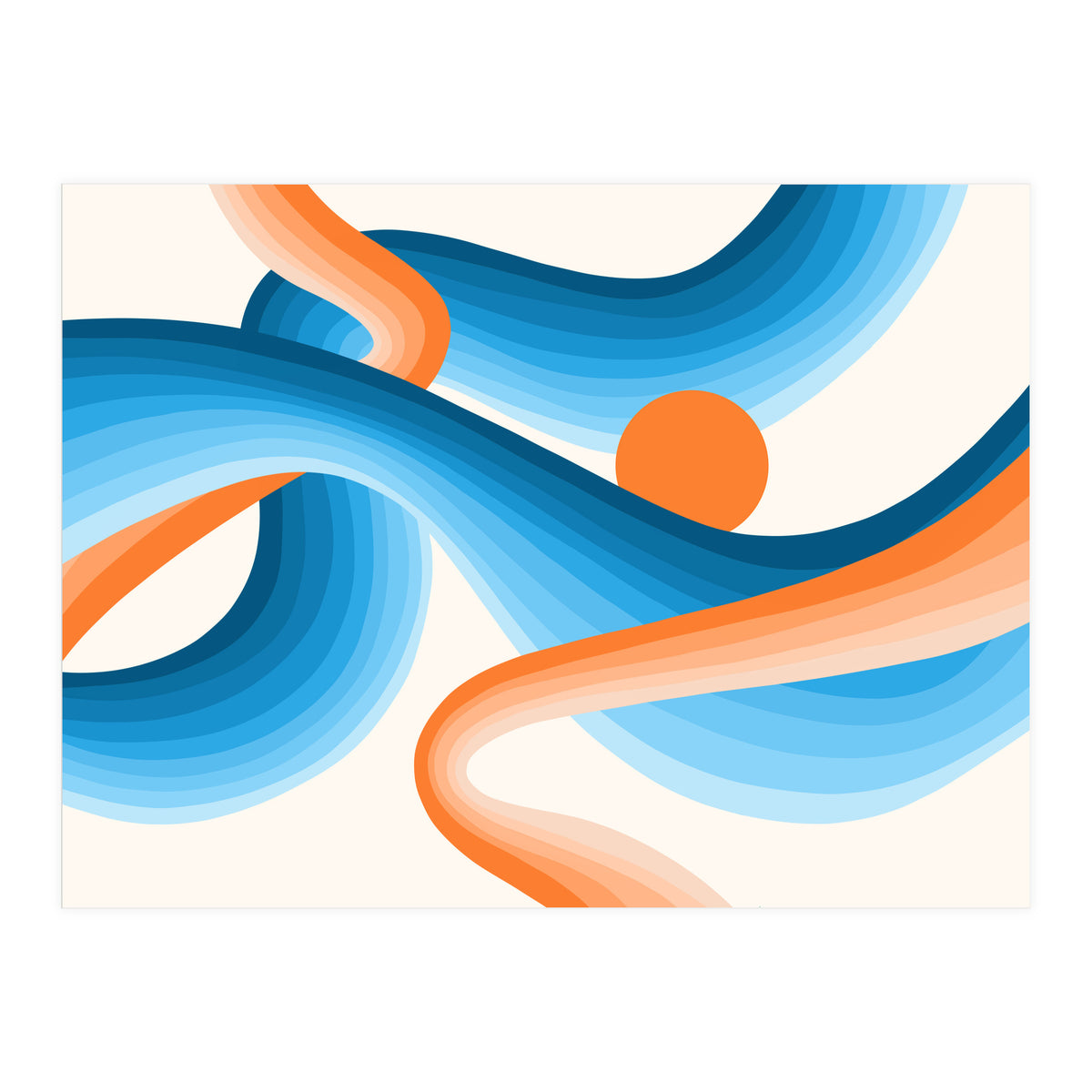 Rise, Abstract Retro Sunrise, Modern Bohemian Space, Concept Graphic Sky, Eclectic Nature (Print Only)