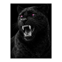 Black leopard with colorful eyes portrait (Print Only)