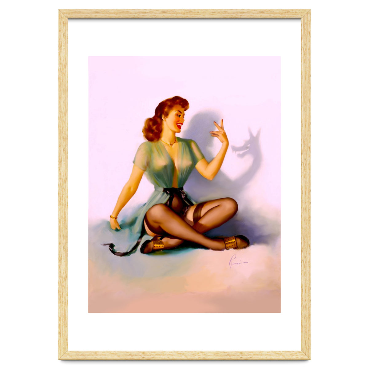 Sexy Pinup Making A Big Bad Wolf Shadow On The Wall