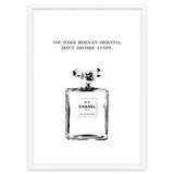 Born Original, Fashion Perfume Bottle Quote Art, Coco Chanel, Chic Decor thumbnail