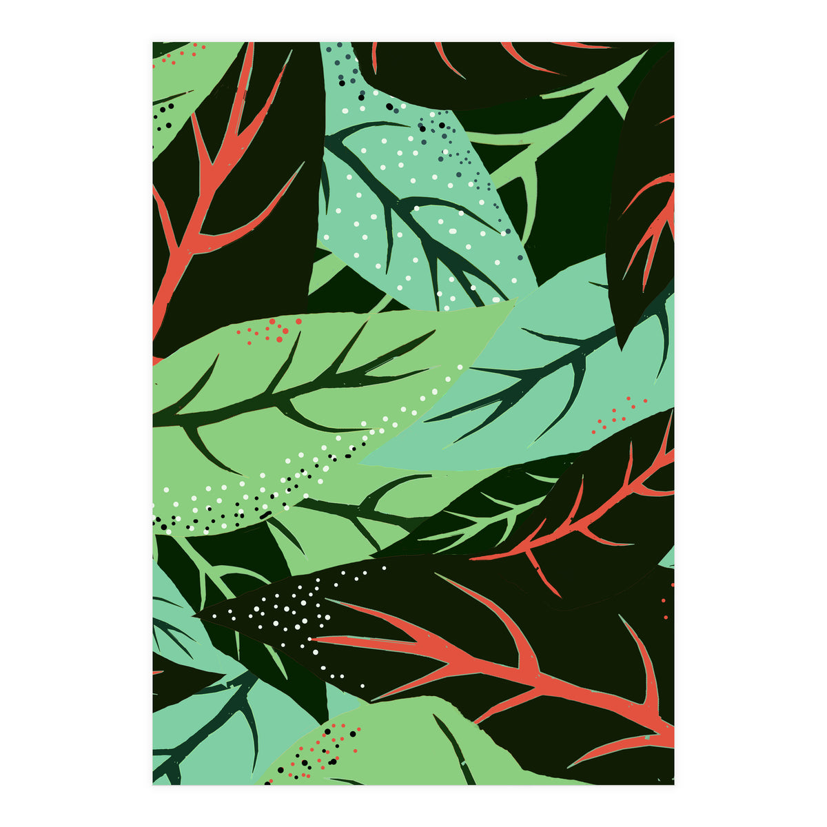 The Dark Jungle | Mystery Eclectic Forest | Maximalist Rainforest Nature Botanical Plants (Print Only)