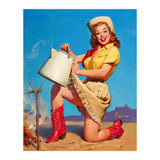 Pinup Sexy Woman Posing With A Hot Teapot (Print Only) thumbnail