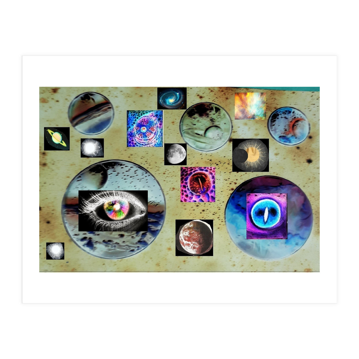 Cosmos Planet Invert Collage Universe Design (Print Only)