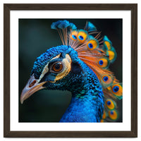 Peacock Bird Portrait Detailed Feathers Vibrant Colors