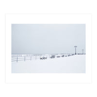 Benches along the pier on snow beach (Print Only)