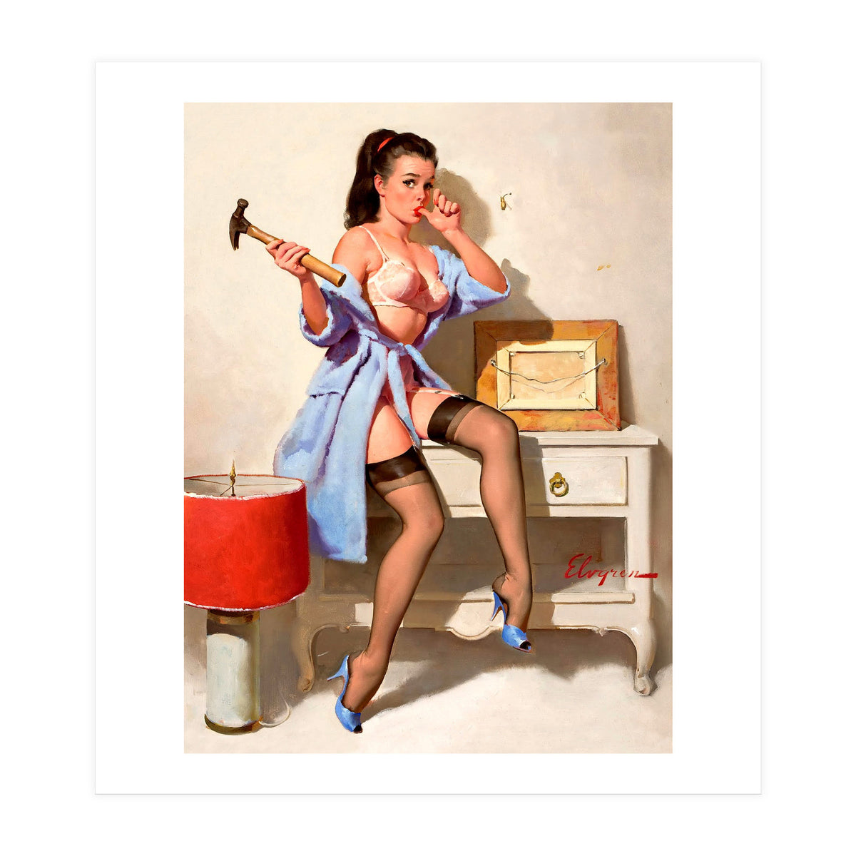 Hot Pinup Girl With A Hammer (Print Only)
