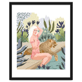 How to Train Your Leopard, Wild Cat Bohemian Woman Painting, Swimming Pool Bikini Summer Swim Animal thumbnail