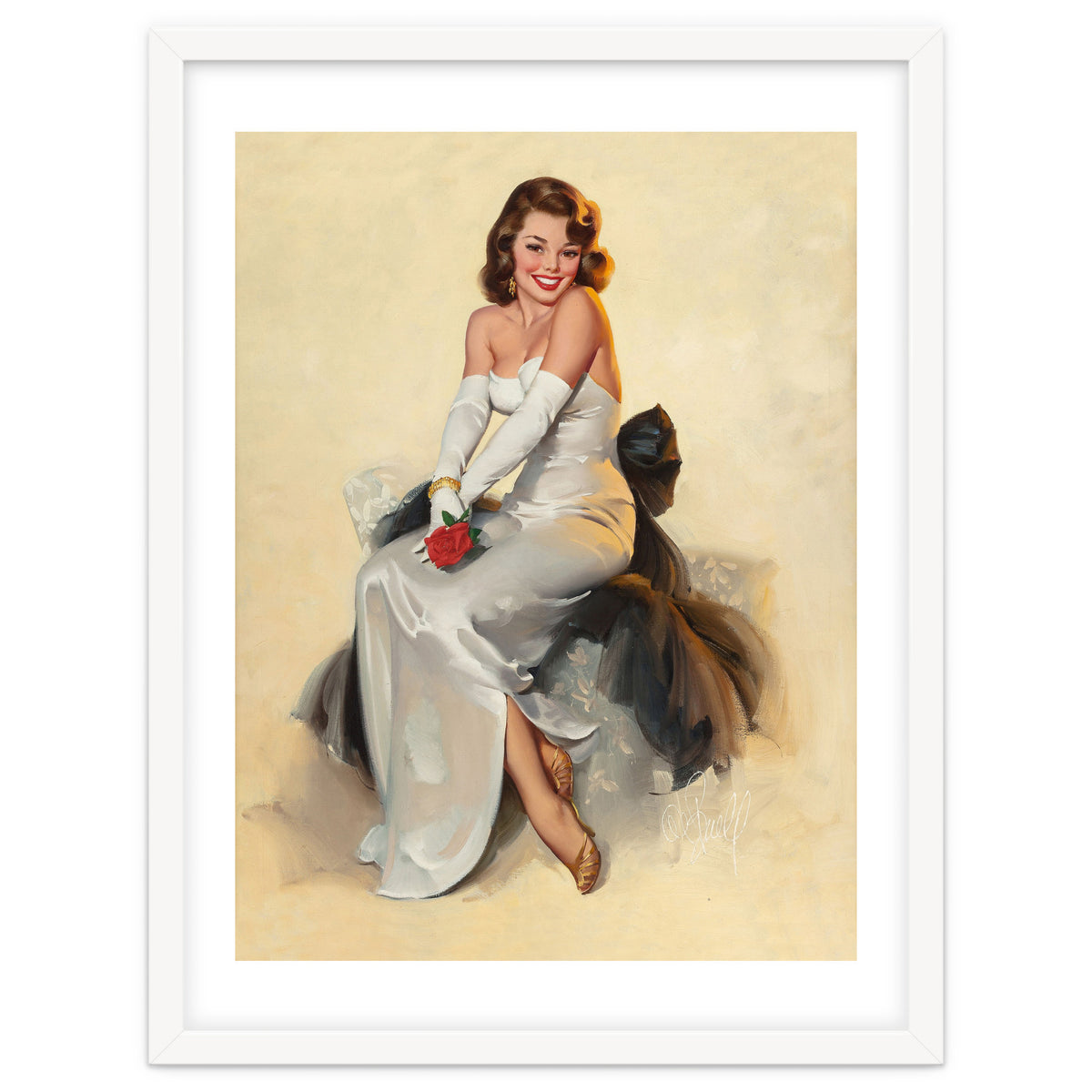 Smiling Young Woman Posing With Flower