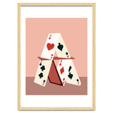 A House Made Of Cards, Relationship Concept Painting, Illustration Playing Cards, Spade Heart Eclectic Bohemian Contemporary thumbnail