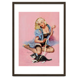 Sexy Pinup Girl Playing With Her Cat thumbnail