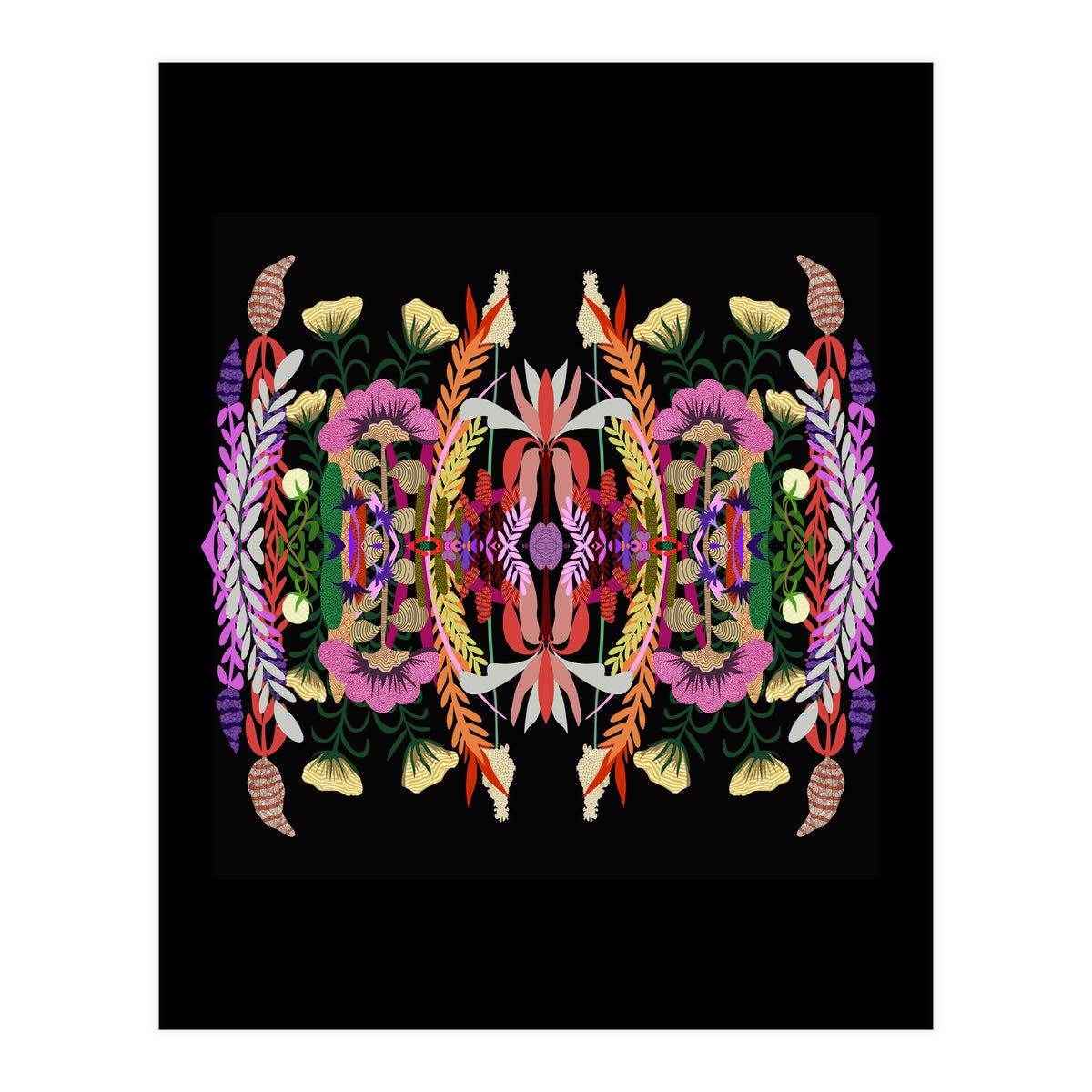 The Butterfly Effect Series 01, Paint Blot Mirror Colorful, Symmetrical Graphic, Eclectic Mandala (Print Only)