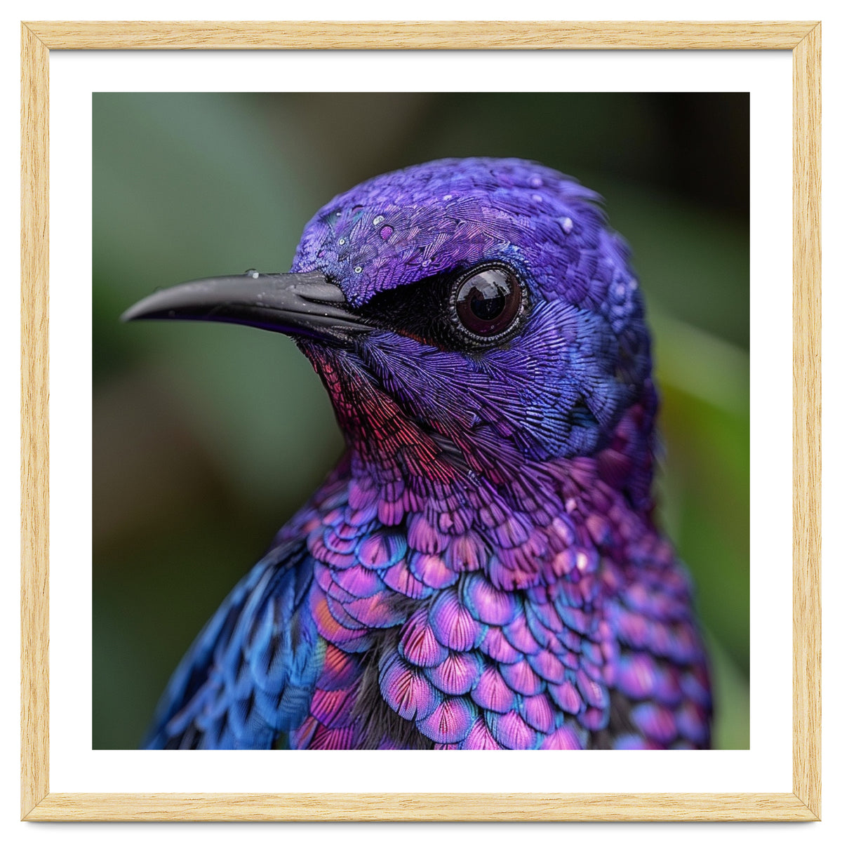 Vibrant Purple Bird With Water Droplets