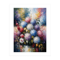 Vibrant Summer Hydrangea Bouquet Heavy Impasto Oil Painting (Print Only)