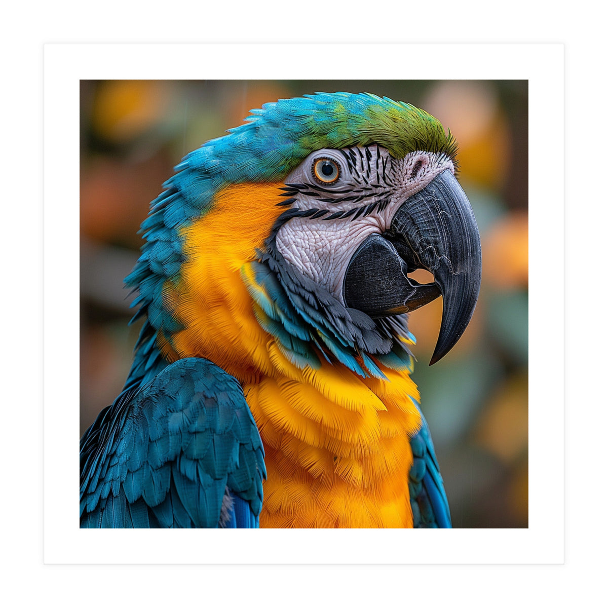 Blue And Yellow Macaw Parrot Close Up Portrait (Print Only)