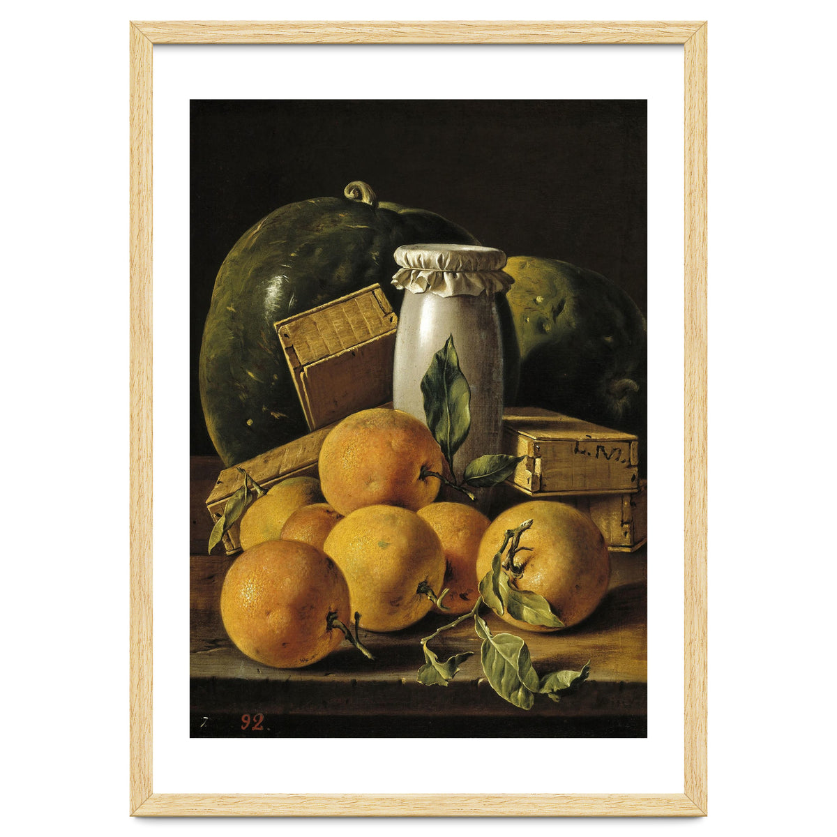 Luis Egidio Meléndez / 'Still Life of Oranges, Watermelon, a Pot, and Boxes of Cake', ca.  1760.