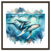 Mother And Calf Whales Watercolor