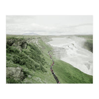 Tourists walking along the waterfall - Iceland (Print Only)