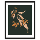 The Blooming Touch, Botanical Vintage Illustration, Dark Blush Bohemian Painting, Plants Nature Eclectic Classy Scandinavian thumbnail