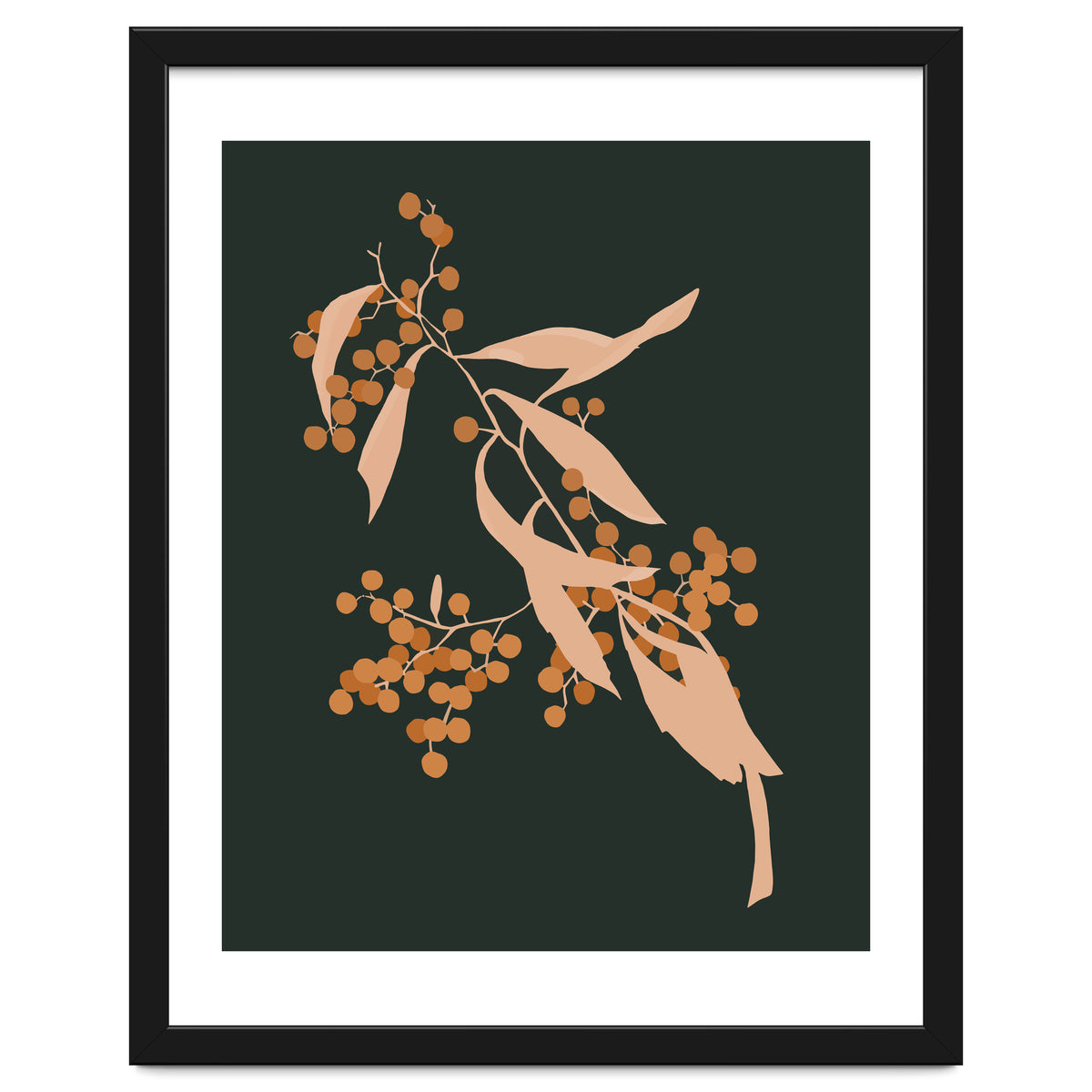 The Blooming Touch, Botanical Vintage Illustration, Dark Blush Bohemian Painting, Plants Nature Eclectic Classy Scandinavian