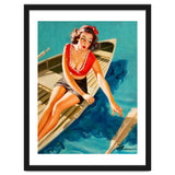 Pinup Sexy Girl In A Boat And A Lost Paddle thumbnail