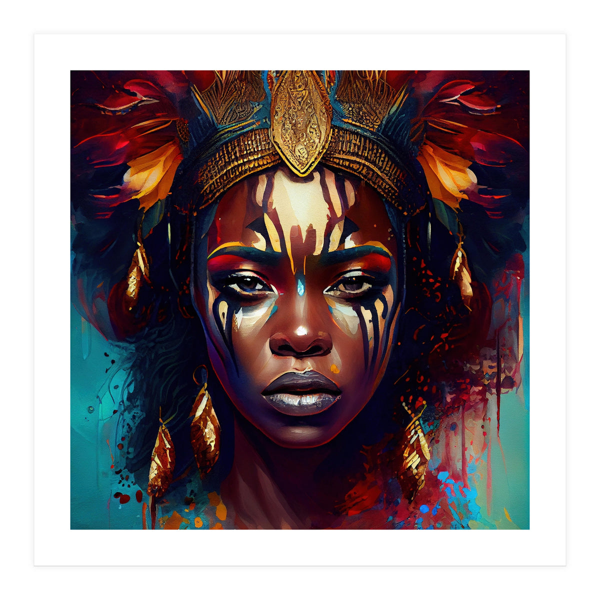 Powerful African Warrior Woman #3 (Print Only)