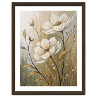 Elegant White Anemone Floral Oil Painting