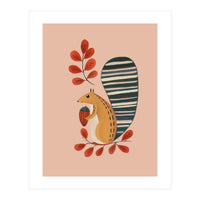 Squirrel In A Pink Autumn (Print Only)