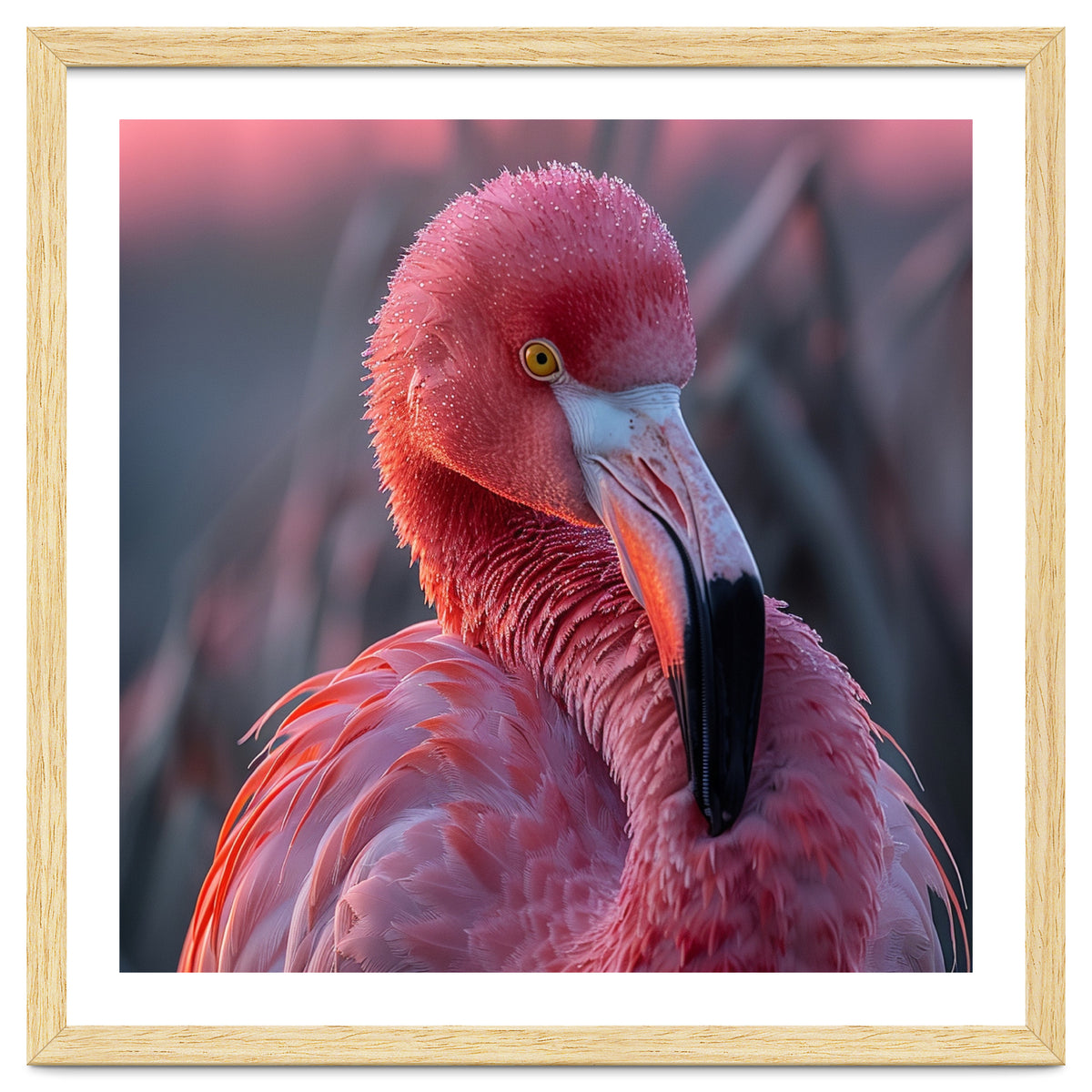 Pink Flamingo Bird Close Up Portrait