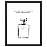Born Original, Fashion Perfume Bottle Quote Art, Coco Chanel, Chic Decor thumbnail