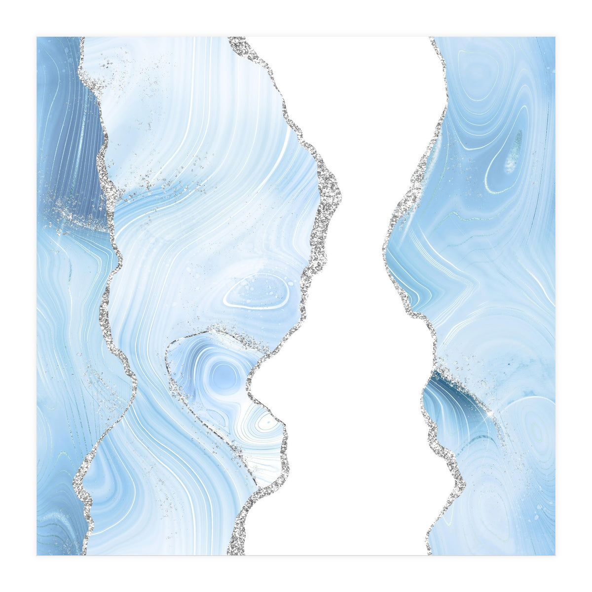 Blue & Silver Agate Glitter Texture 06 (Print Only)