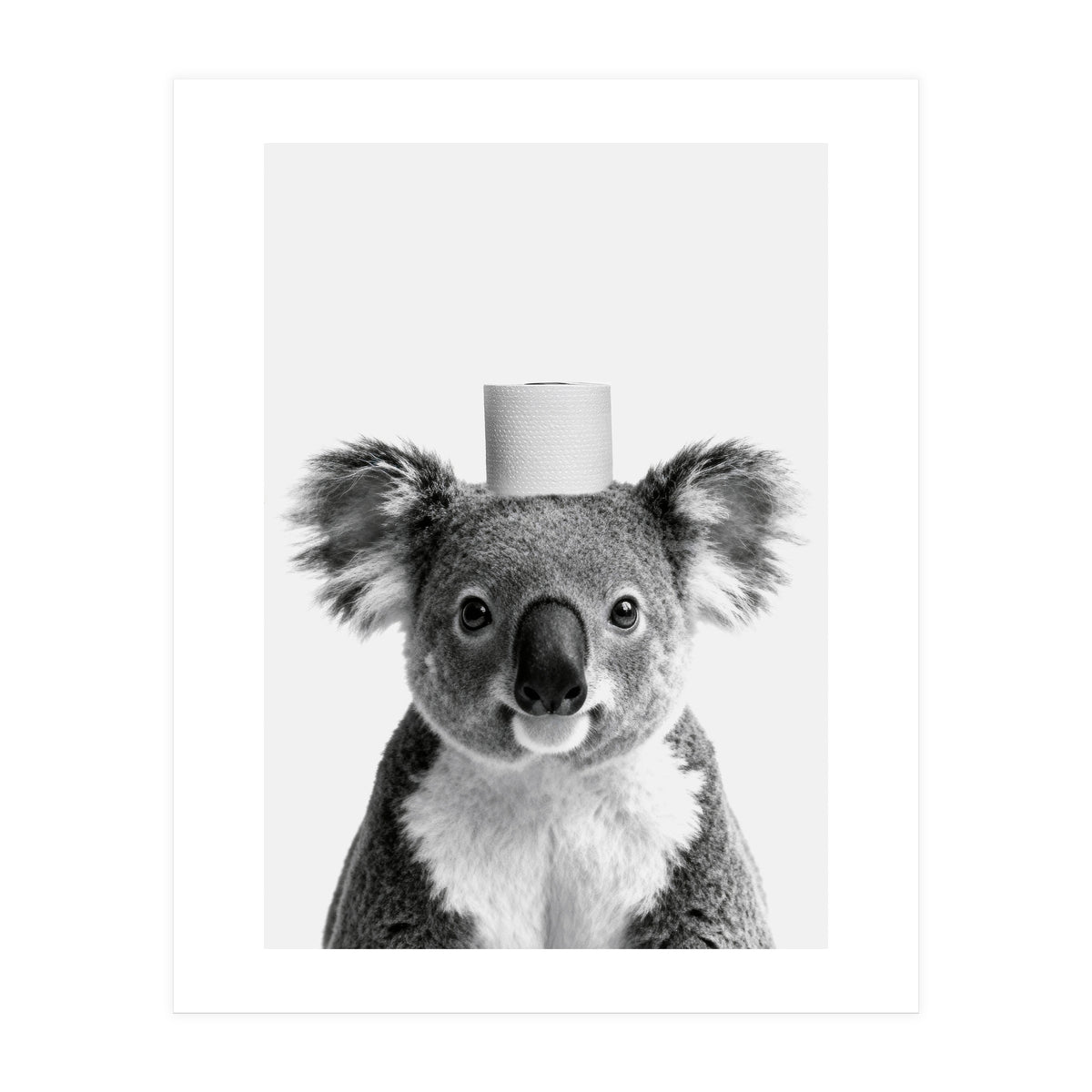 Koala, Toilet Paper Crown, Cute Animal Bathroom Art (Print Only)
