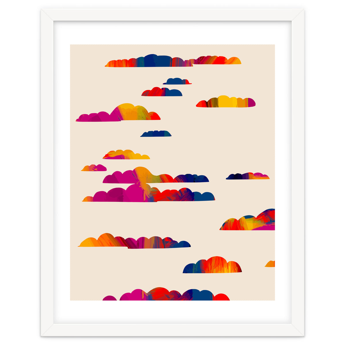 Totem Clouds, Colorful Sky Vibrant Eclectic Bohemian, Abstract Positivity Good Vibes Boho Contemporary Modern Painting