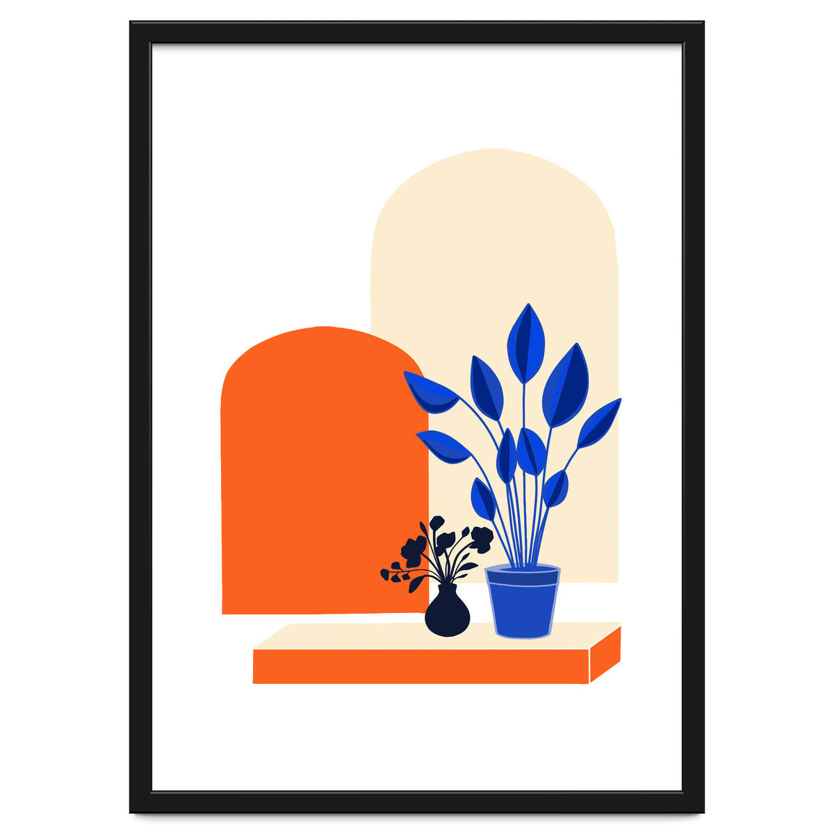 Bohemian Window Seat, Abstract Minimal Architecture, Eclectic Shapes Botanical House Plants