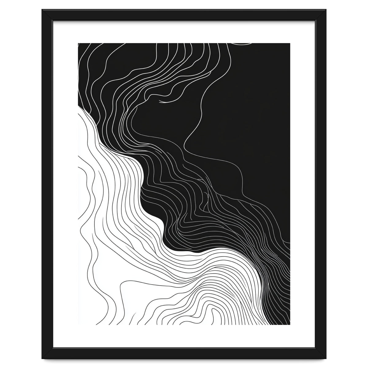 Abstract Black And White Wavy Lines Flowing