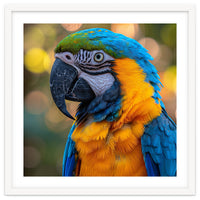 Blue And Yellow Macaw Parrot Close Up Detailed Shot